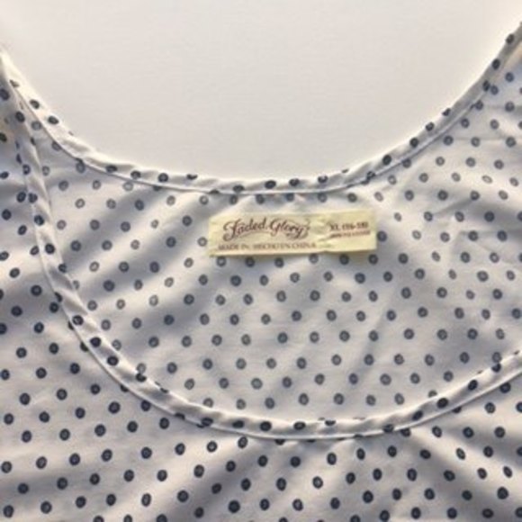 Faded Glory tank, sz xL (16/18), white with navy polka dots - Picture 2 of 4